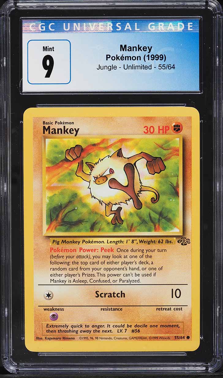 1999 Pokemon Jungle Mankey #55 CGC 9 MINT