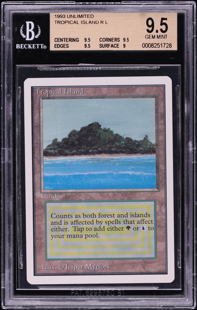 1993 Magic The Gathering MTG Unlimited Tropical Island BGS 9.5 GEM MINT