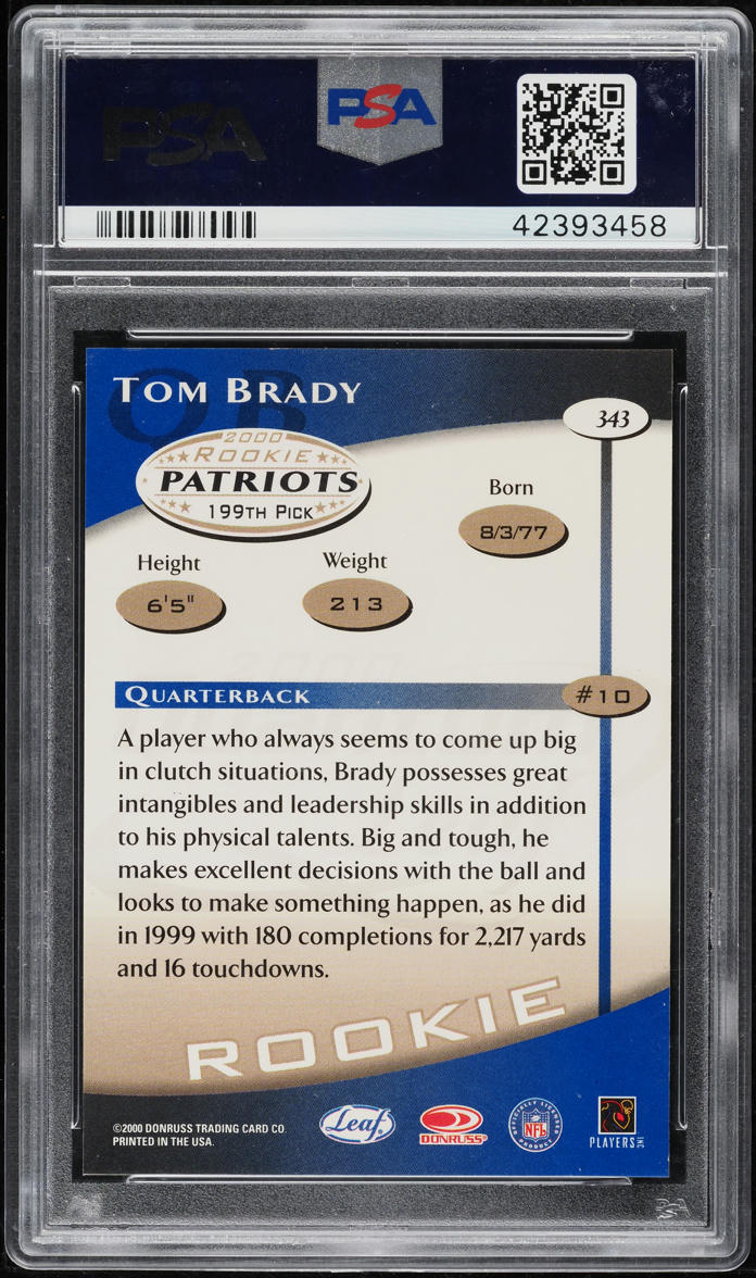 2000 Quantum Leaf Tom Brady ROOKIE #343 PSA 10 GEM MINT
