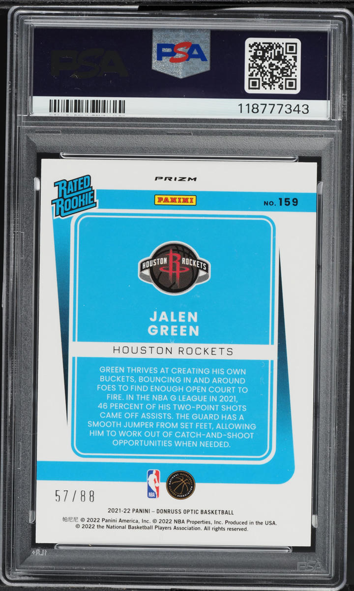 2021 Donruss Optic Red Choice Jalen Green ROOKIE /88 #159 PSA 9 MINT