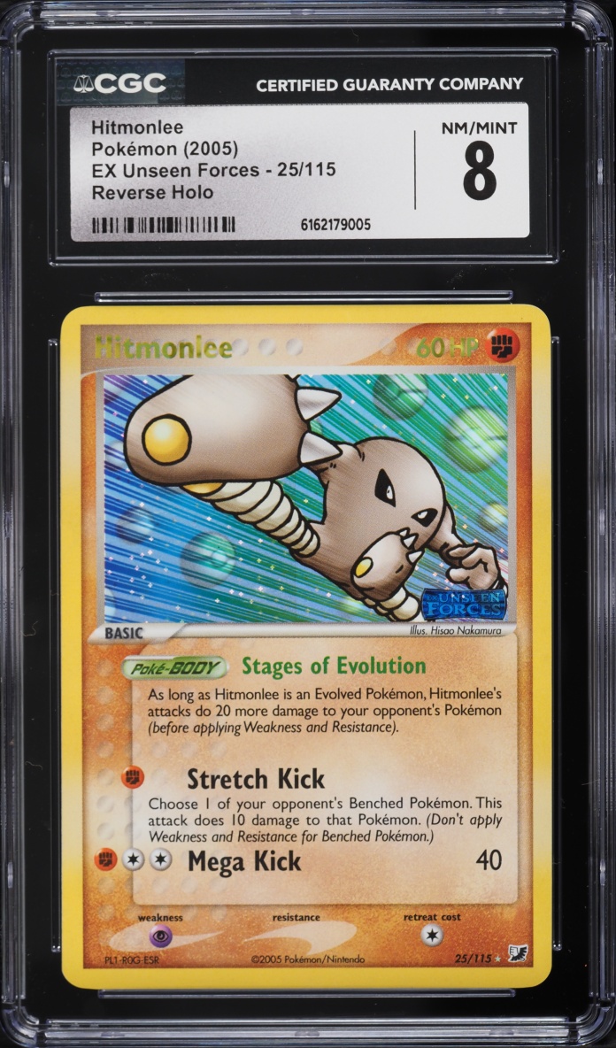 2005 Pokemon EX Unseen Forces Reverse Holo Hitmonlee #25 CGC 8 NM-MT