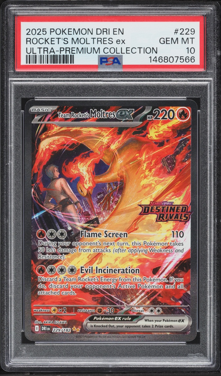 2025 Pokemon SV Destined Rivals Ultra Premium SIR Team Rocket's Moltres Ex #229 PSA 10 GEM MINT