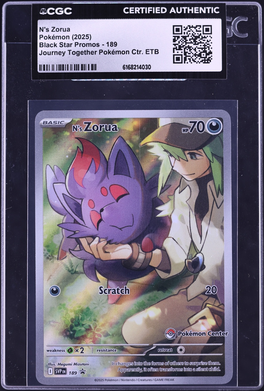 2025 Pokemon Scarlet & Violet Promo Journey Together Center Alt Art N's Zorua #189 CGC AUTH