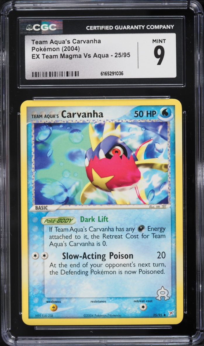 2004 Pokemon Ex Team Magma Vs Aqua Team Aqua's Carvanha #25 CGC 9 MINT
