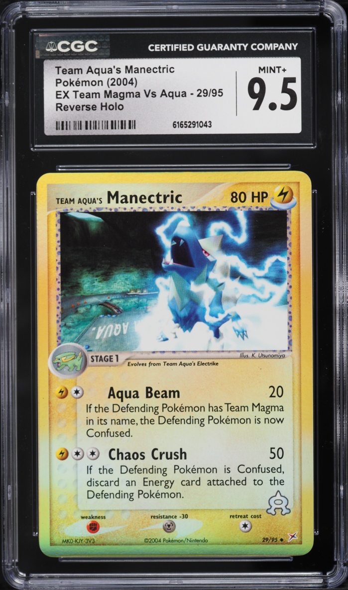 2004 Pokemon EX Team Magma Vs Aqua Reverse Holo Team Aqua's Manectric #29 CGC 9.5 MINT+