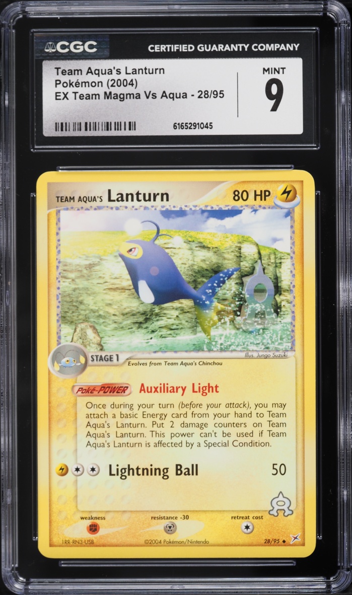 2004 Pokemon EX Team Magma Vs Aqua Team Aqua's Lanturn #28 CGC 9 MINT