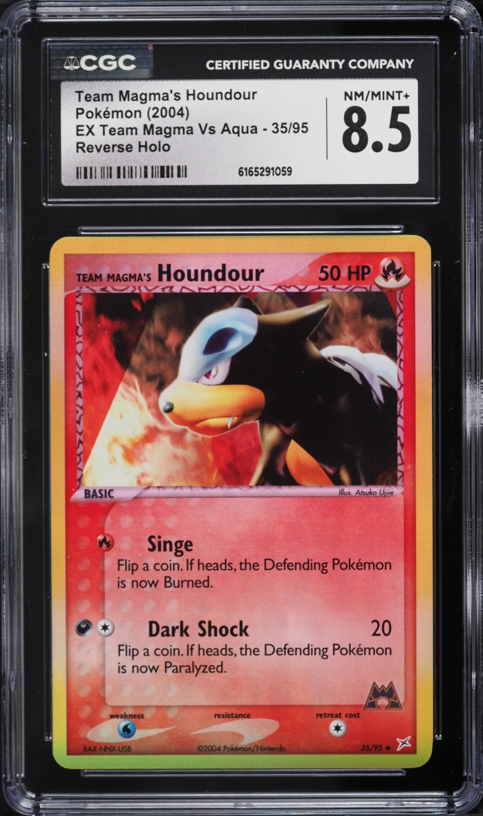2004 Pokemon EX Team Magma Vs Aqua Reverse Holo Team Magma's Houndour #35 CGC 8.5 NM-MT+