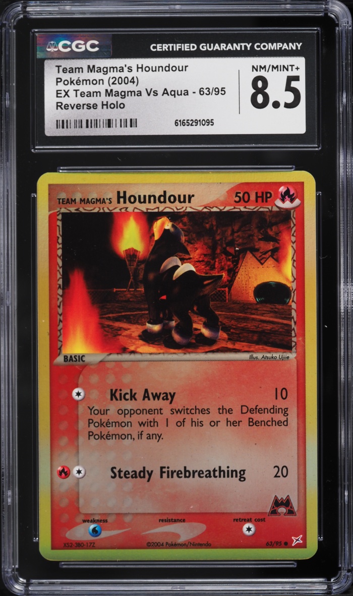 2004 Pokemon EX Magma VS Aqua Reverse Holo Team Magma's Houndour #63 CGC 8.5 NM-MT+