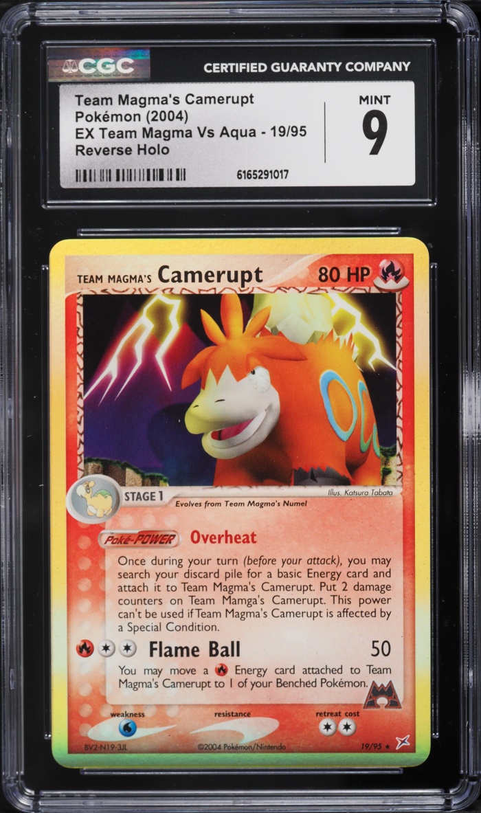2004 Pokemon EX Team Magma Vs Aqua Reverse Holo Team Magma's Camerupt #19 CGC 9 MINT