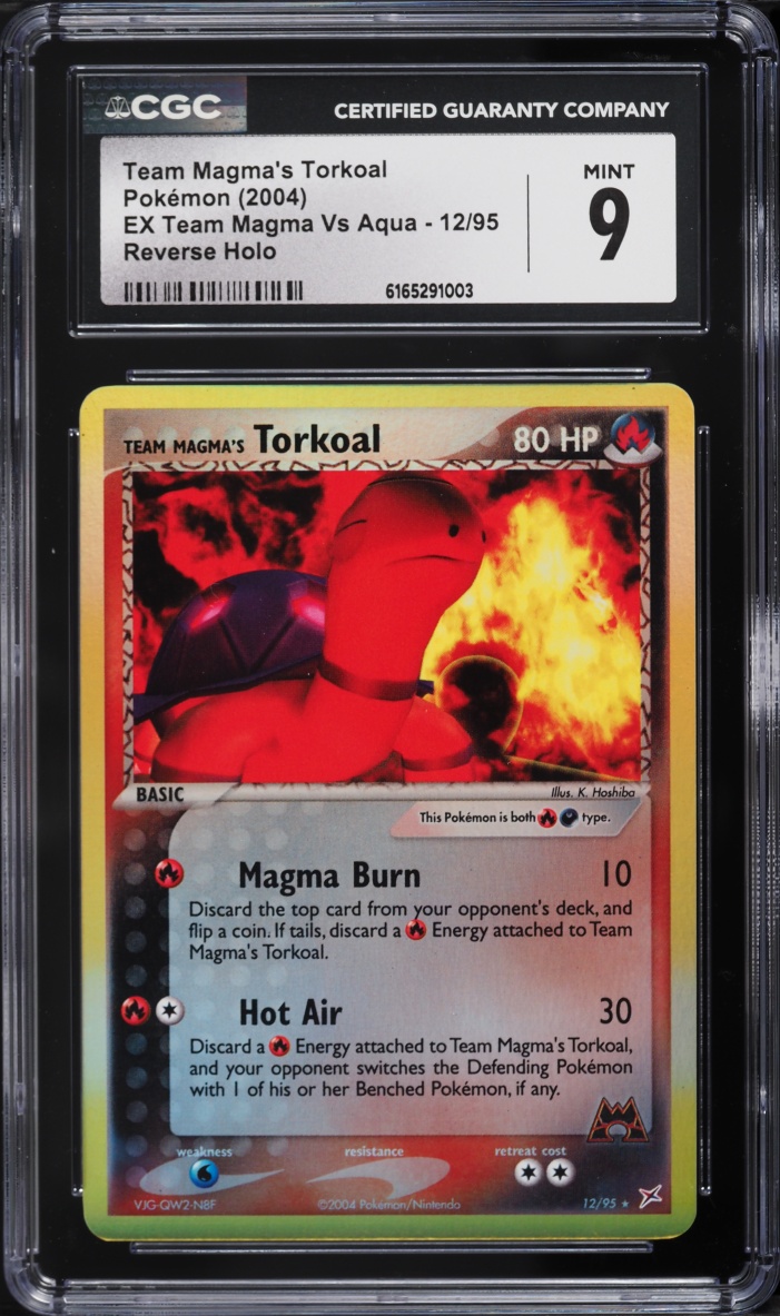 2004 Pokemon EX Team Magma Vs Aqua Reverse Holo Team Magma's Torkoal #12 CGC 9 MINT