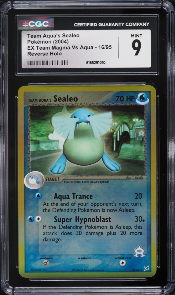2004 Pokemon EX Team Magma Vs Aqua Reverse Holo Team Aqua's Sealeo #16 CGC 9 MINT