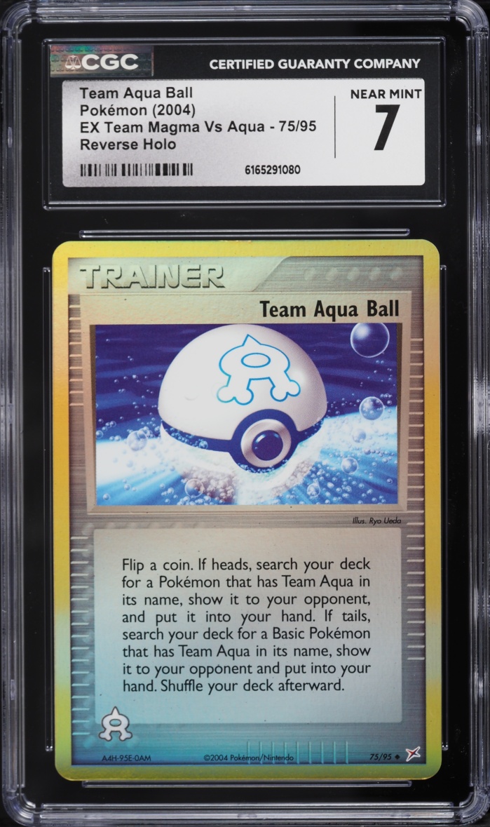 2004 Pokemon EX Team Magma Vs Aqua Reverse Holo Team Aqua Ball #75 CGC 7 NRMT