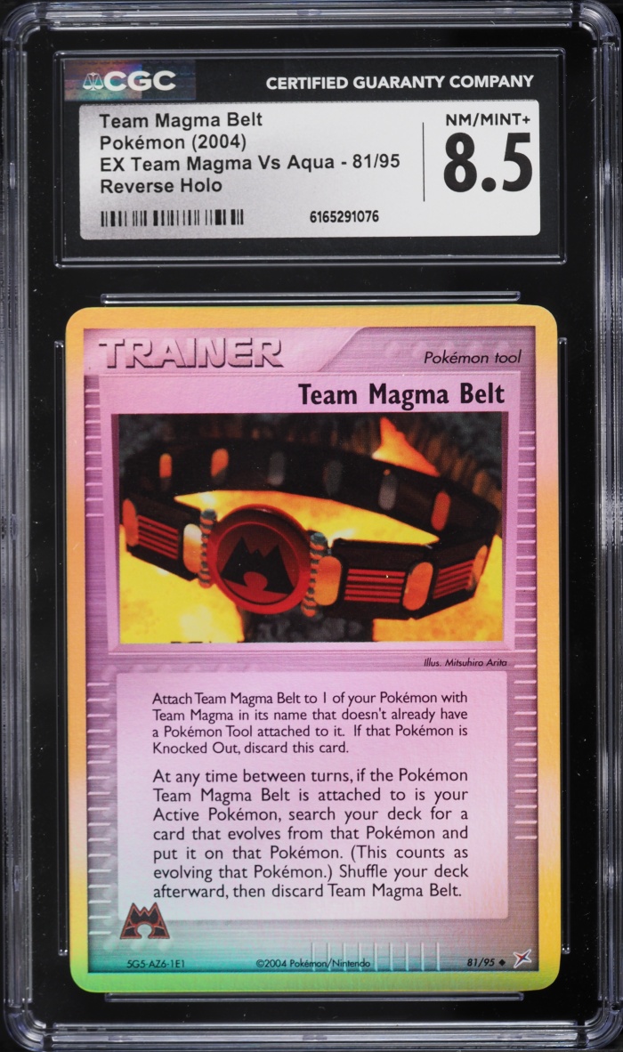 2004 Pokemon EX Team Magma Vs Aqua Reverse Holo Team Magma Belt #81 CGC 8.5 NM-MT+