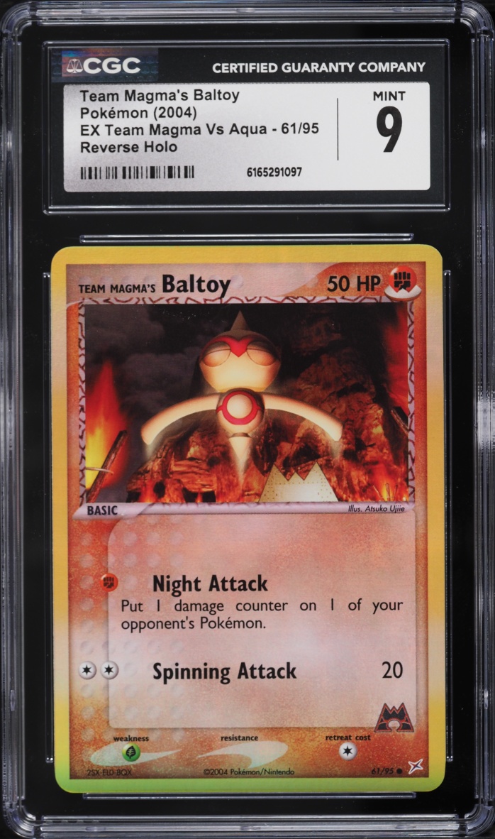 2004 Pokemon EX Team Magma Vs Aqua Reverse Holo Team Magma's Baltoy #61 CGC 9 MINT