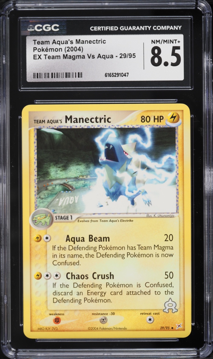 2004 Pokemon EX Team Magma VS Aqua Team Aqua's Manectric #29 CGC 8.5 NM-MT+