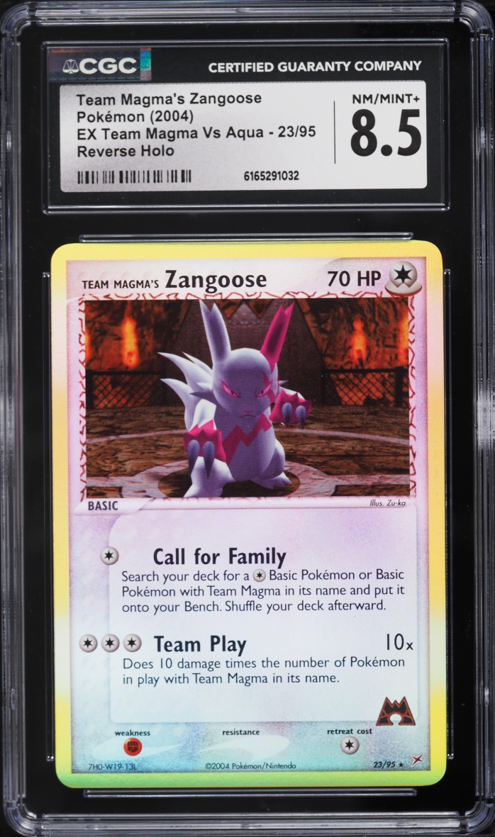 2004 Pokemon EX Team Magma Vs Aqua Reverse Holo Team Magma's Zangoose #23 CGC 8.5 NM-MT+