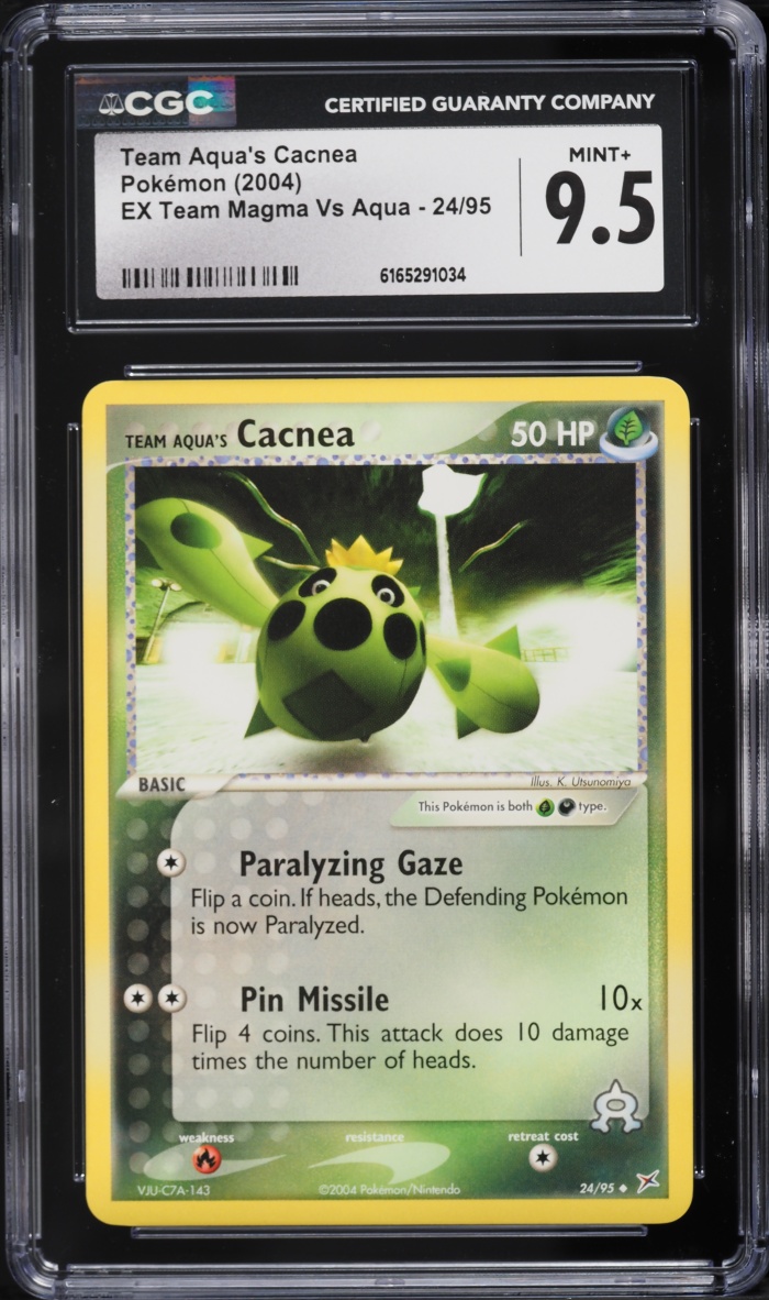 2004 Pokemon EX Team Magma Vs Aqua Team Aqua's Cacnea #24 CGC 9.5 MINT+
