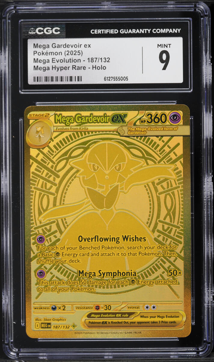 2025 Pokemon Mega Evolution Gold Rare Mega Gardevoir EX #187 CGC 9 MINT