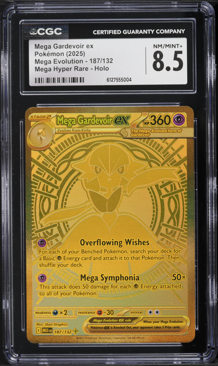 2025 Pokemon Mega Evolution Gold Rare Mega Gardevoir EX #187 CGC 8.5 NM-MT+