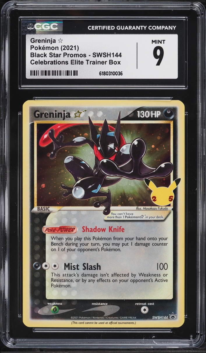 2021 Pokemon Sword & Shield Promo Celebrations ETB Holo Greninja Gold Star #SWSH144 CGC 9 MINT