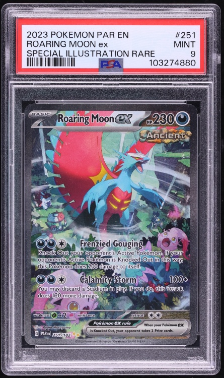 2023 Pokemon Scarlet & Violet Paradox Rift SIR Roaring Moon ex #251 PSA 9 MINT