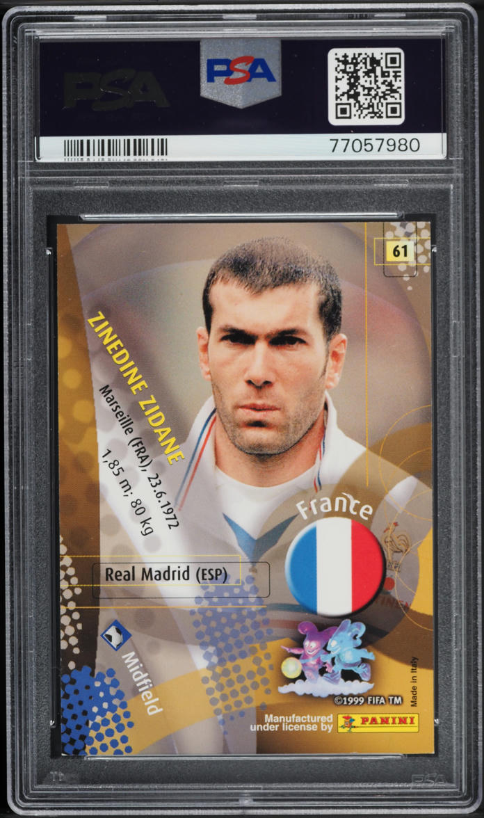 2002 Panini World Cup Korea Japan Zinedine Zidane #61 PSA 7 NRMT