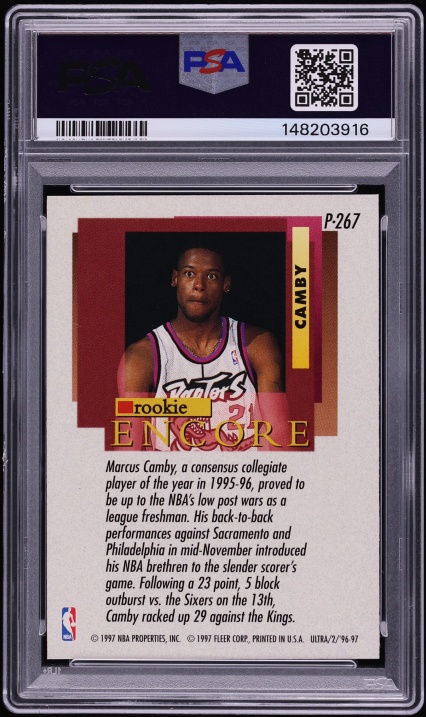1996 Ultra Platinum Medallion Marcus Camby ROOKIE #P267 PSA 9 MINT