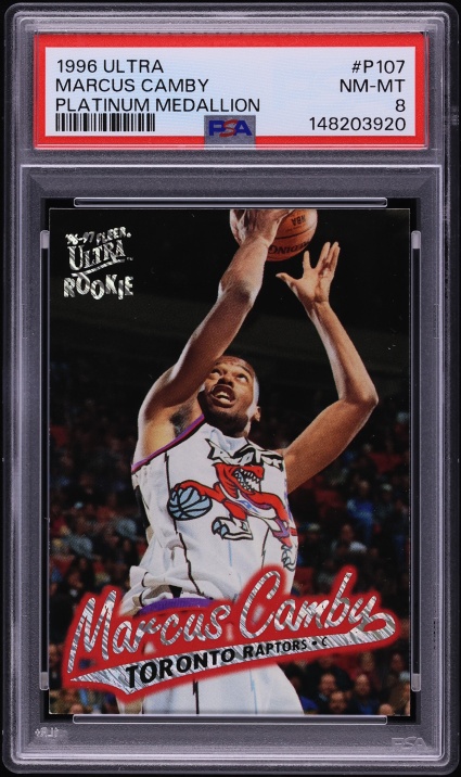 1996 Ultra Platinum Medallion Marcus Camby ROOKIE #P107 PSA 8 NM-MT