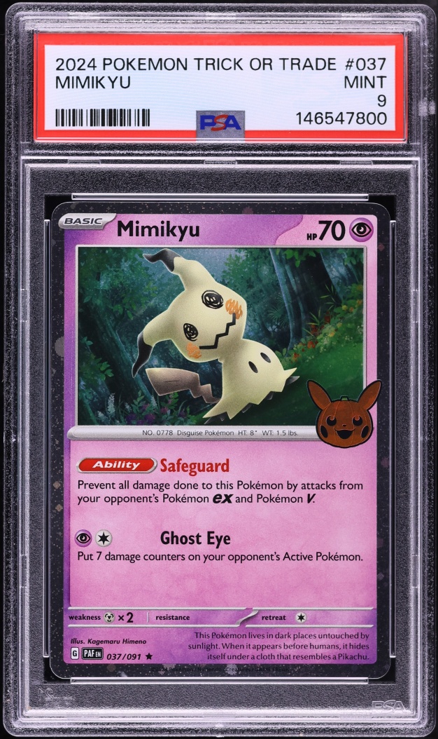 2024 Pokemon Scarlet & Violet Paldean Fates Trick Or Trade Mimikyu #37 PSA 9 MINT