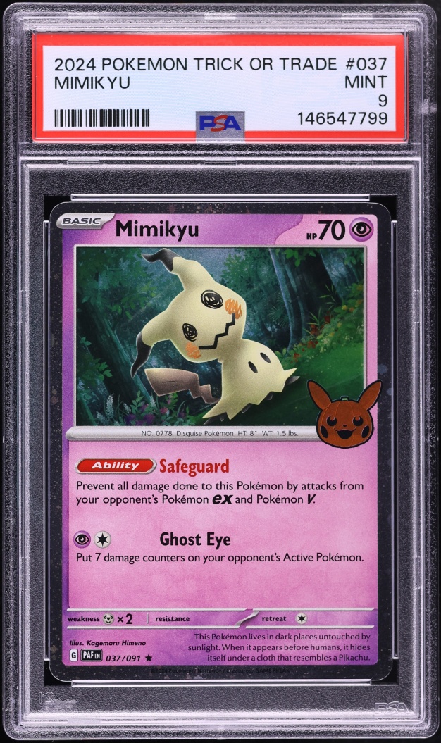 2024 Pokemon Scarlet & Violet Paldean Fates Trick Or Trade Mimikyu #37 PSA 9 MINT