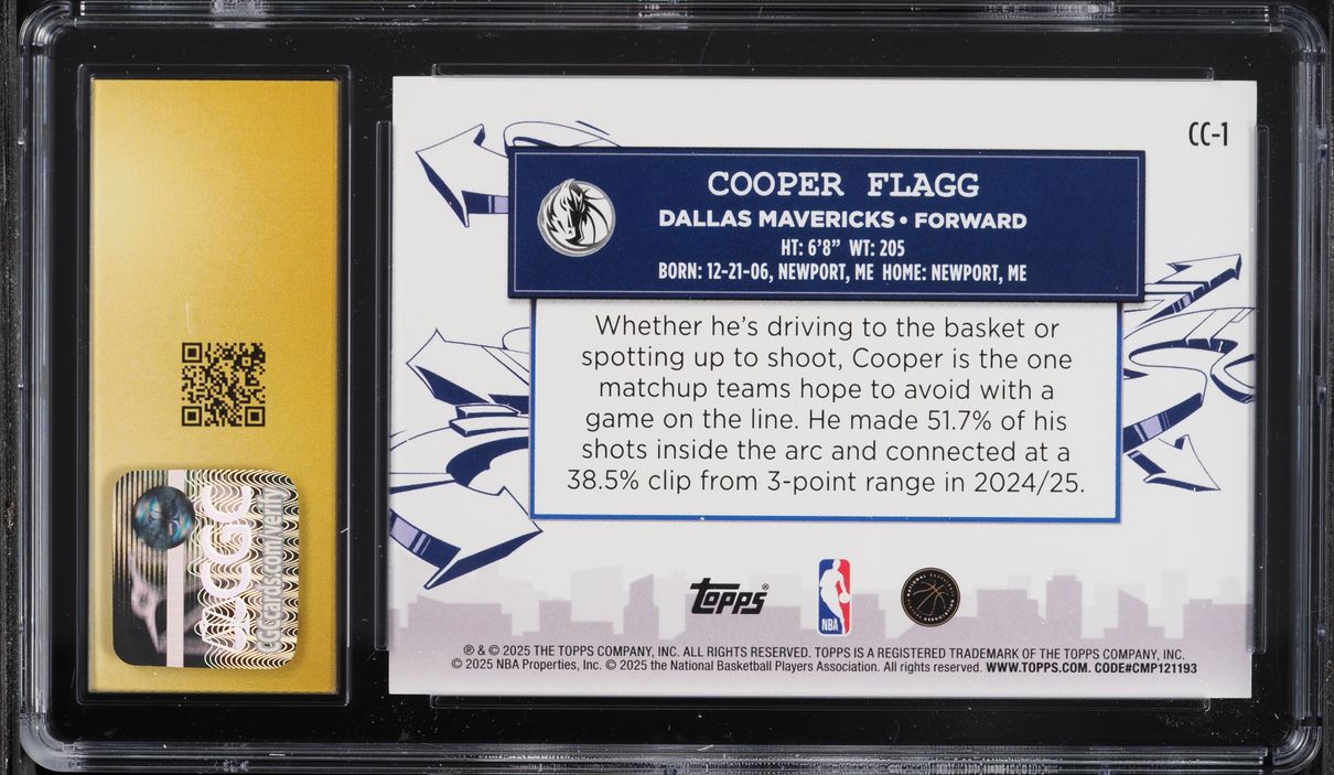 2025 Topps Clutch City Prospects Cooper Flagg ROOKIE #CC-1 CGC 10 PRISTINE