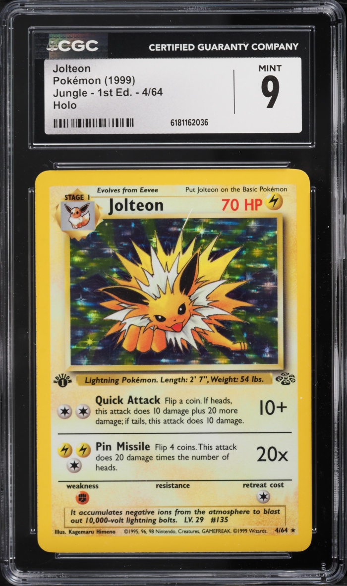 1999 Pokemon Jungle 1st Edition Holo Jolteon #4 CGC 9 MINT