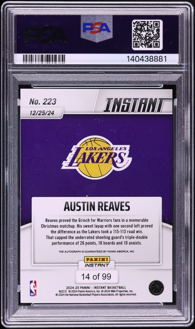 2024 Panini Instant NBA Austin Reaves AUTO /99 #223 PSA 9 MINT