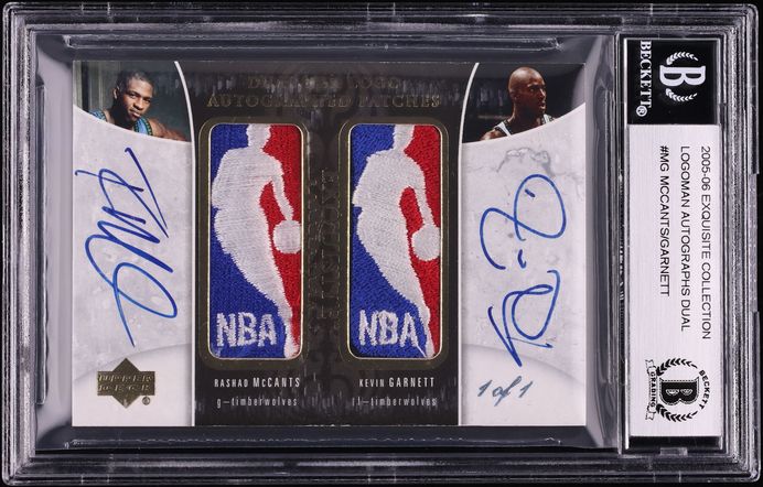 2005 Exquisite Collection Dual Rashad McCants Kevin Garnett LOGOMAN PATCH AUTO 1/1 BAS BGS AUTH