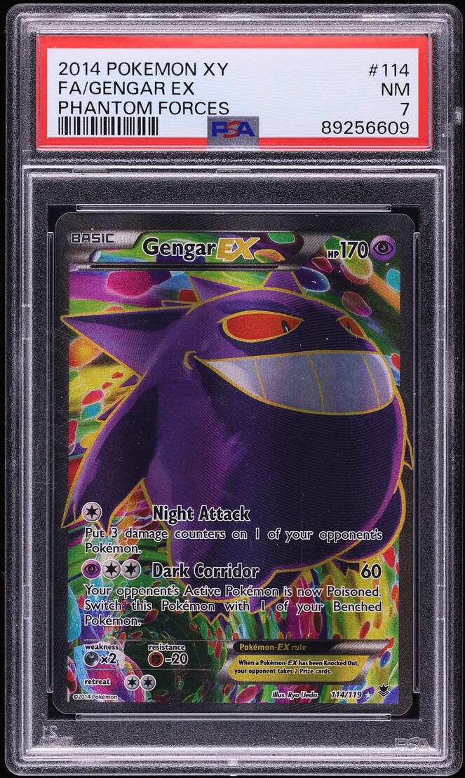 2014 Pokemon XY Phantom Forces Full Art Gengar EX #114 PSA 7 NRMT