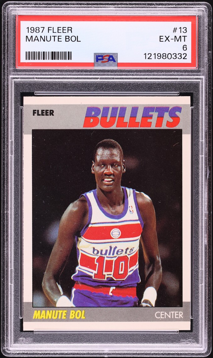 1987 Fleer Basketball Manute Bol #13 PSA 6 EXMT