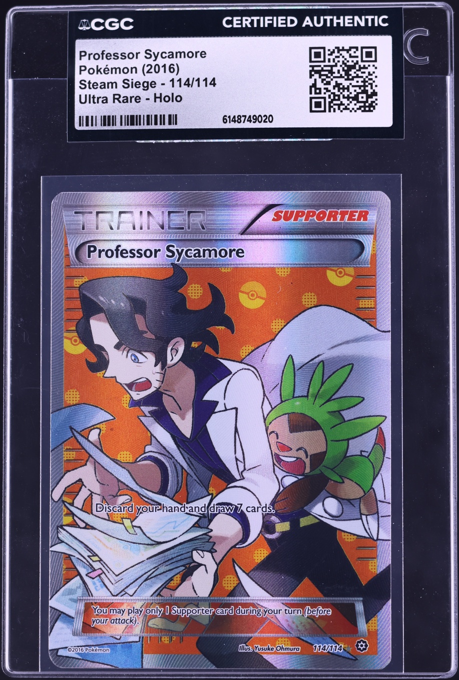 2016 Pokemon XY Steam Siege Full Art Professor Sycamore #114 CGC AUTH