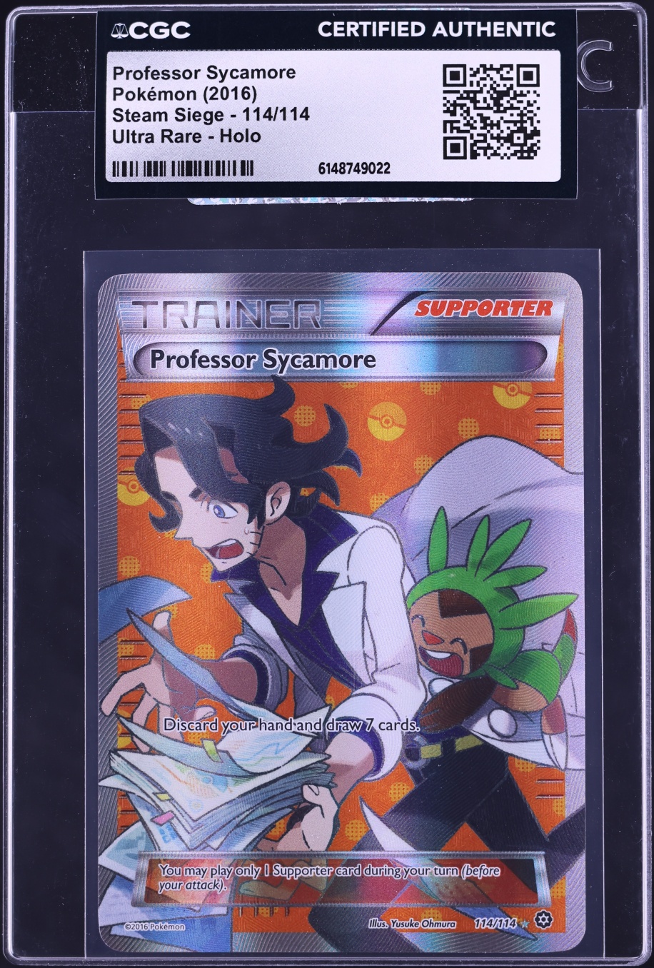 2016 Pokemon XY Steam Siege Full Art Professor Sycamore #114 CGC AUTH