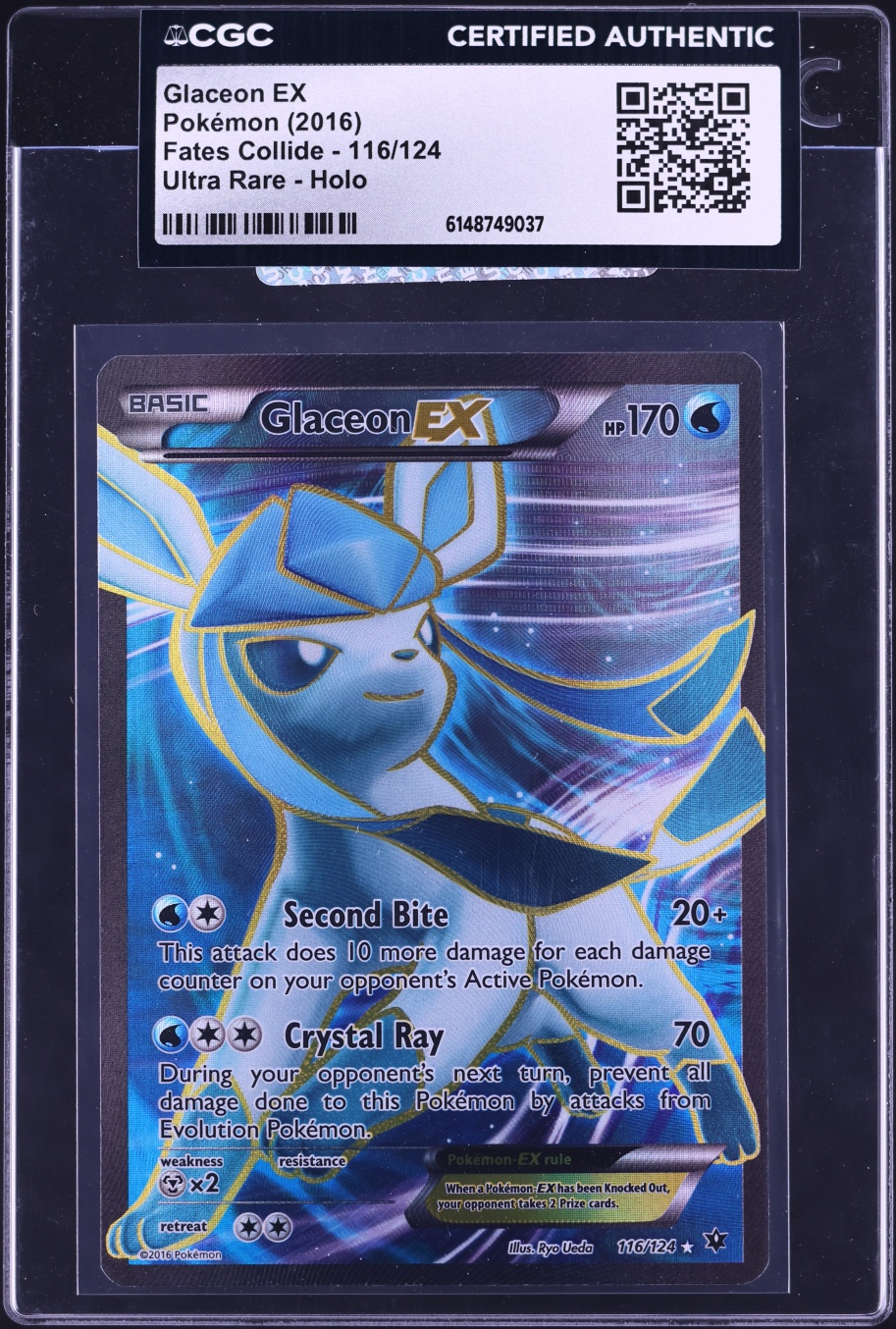 2016 Pokemon XY Fates Collide Full Art Glaceon EX #116 CGC AUTH