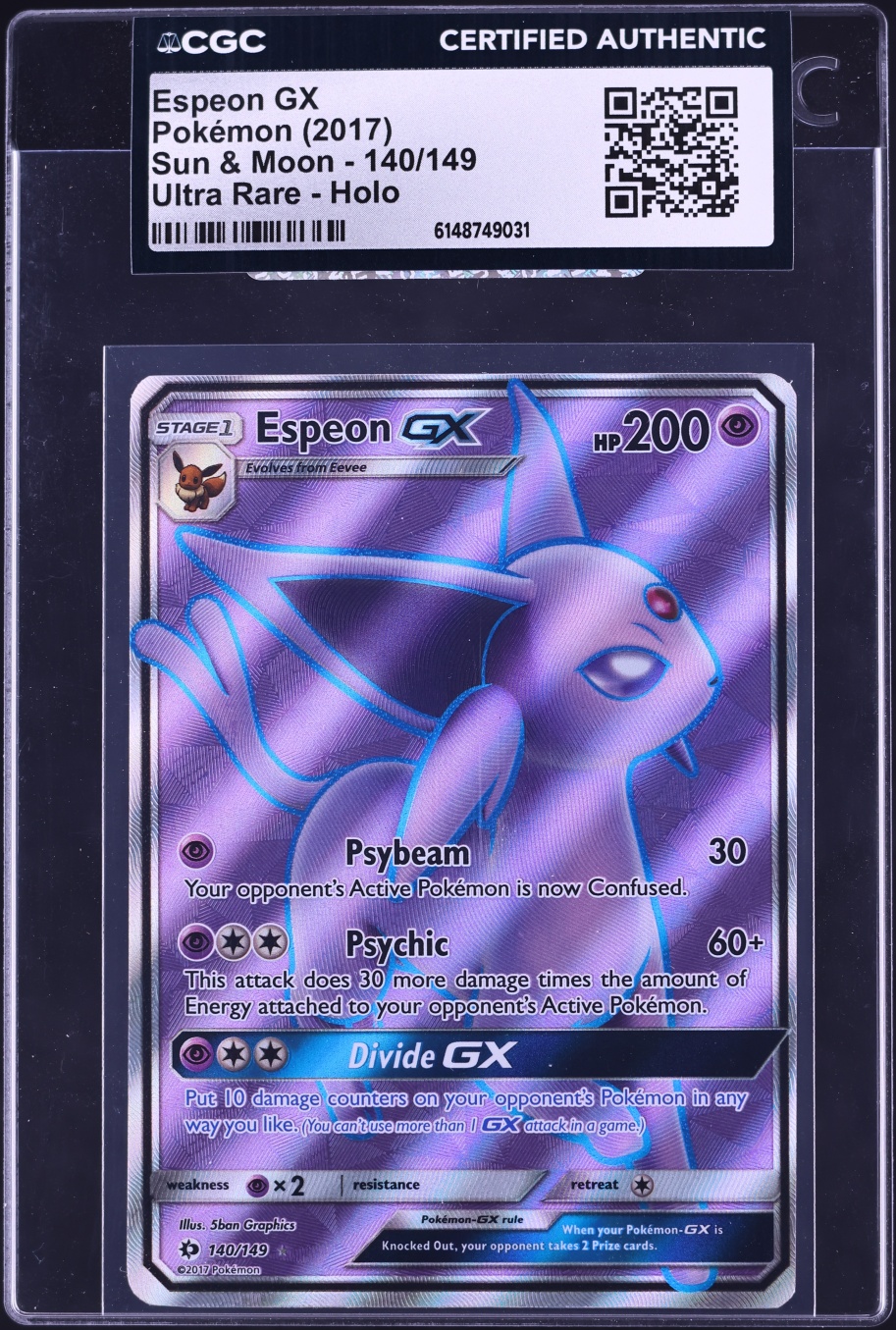 2017 Pokemon Sun & Moon Full Art Espeon GX #140 CGC AUTH
