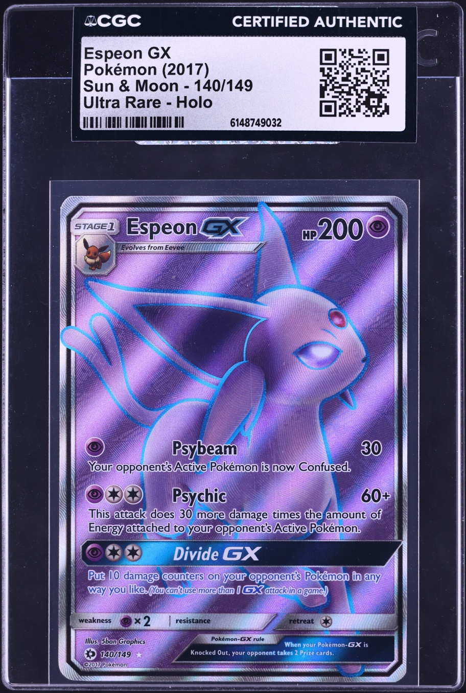 2017 Pokemon Sun & Moon Full Art Espeon GX #140 CGC AUTH
