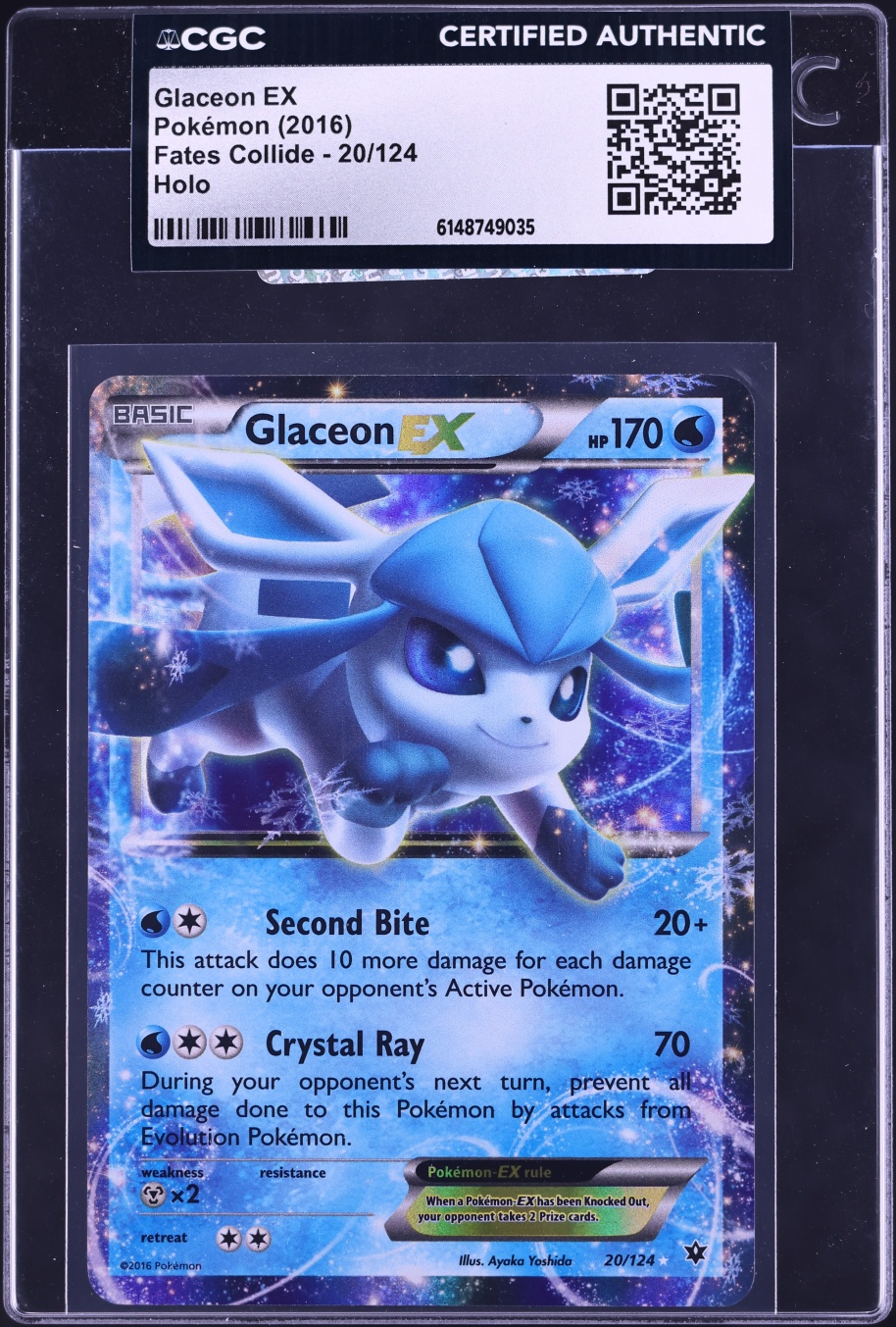 2016 Pokemon XY Fates Collide Holo Glaceon EX #20 CGC AUTH