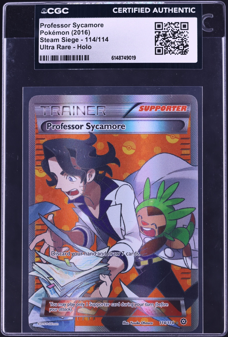 2016 Pokemon XY Steam Siege Full Art Professor Sycamore #114 CGC AUTH