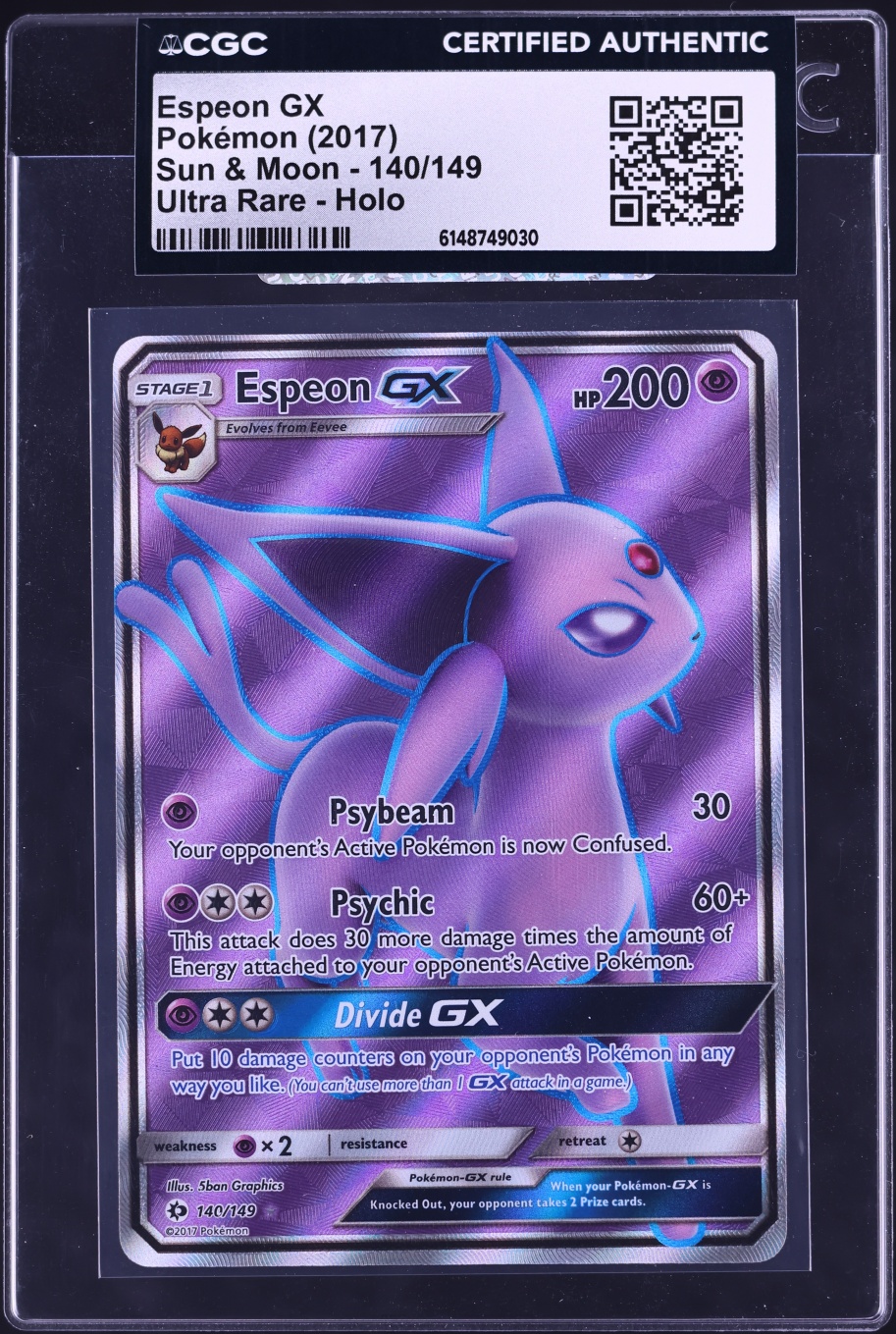 2017 Pokemon Sun & Moon Full Art Espeon GX #140 CGC AUTH