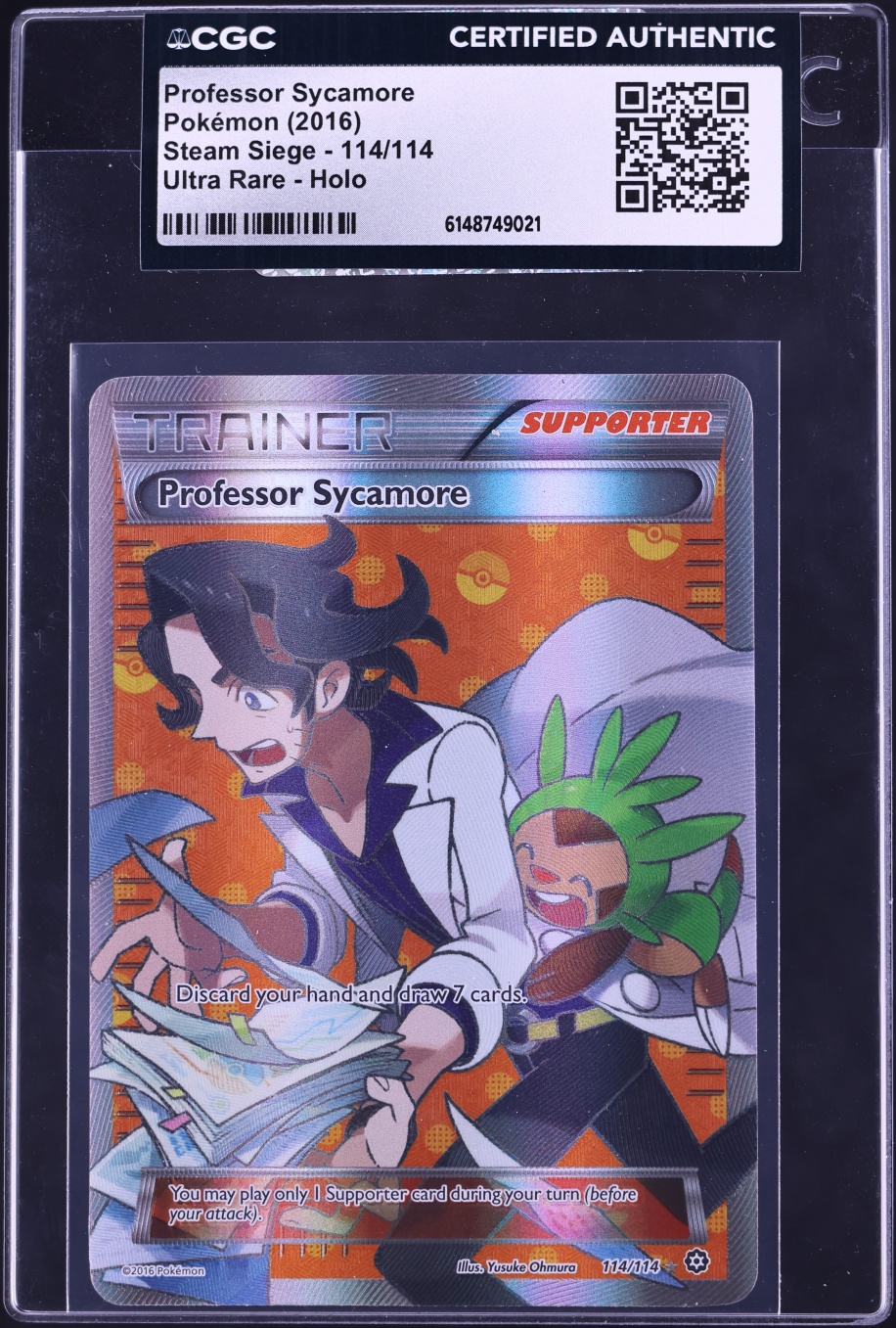 2016 Pokemon XY Steam Siege Full Art Professor Sycamore #114 CGC AUTH