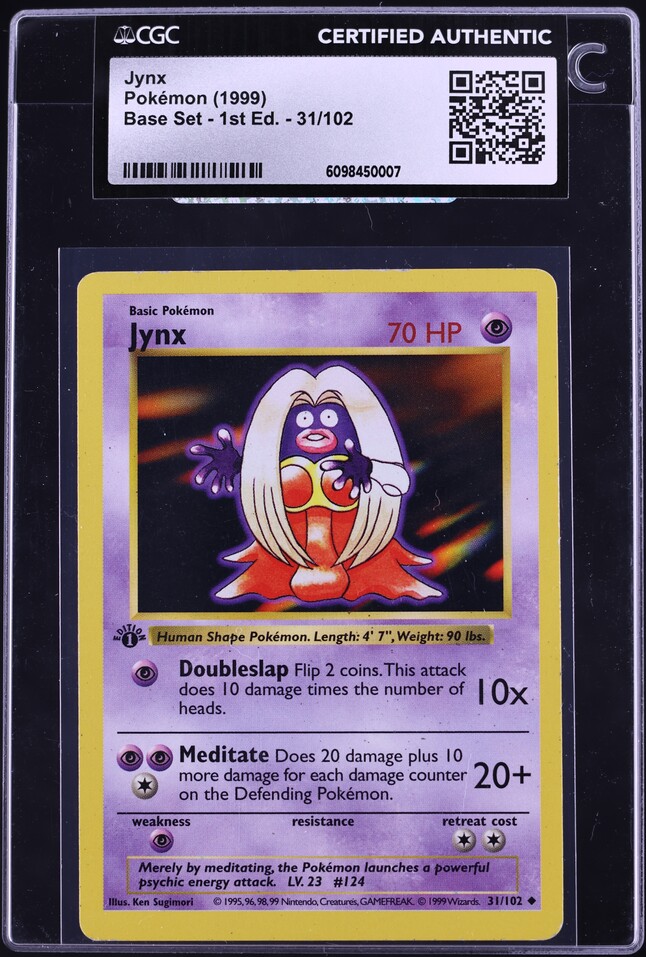 Jynx 英語版 1st edition shadow less 1999 Pokemon Base Set Shadowless 1st Edition Jynx #31 CGC 8.5 NM