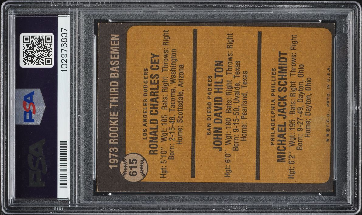 1973 Topps Mike Schmidt Ron Cey John Hilton ROOKIE #615 PSA 5 EX