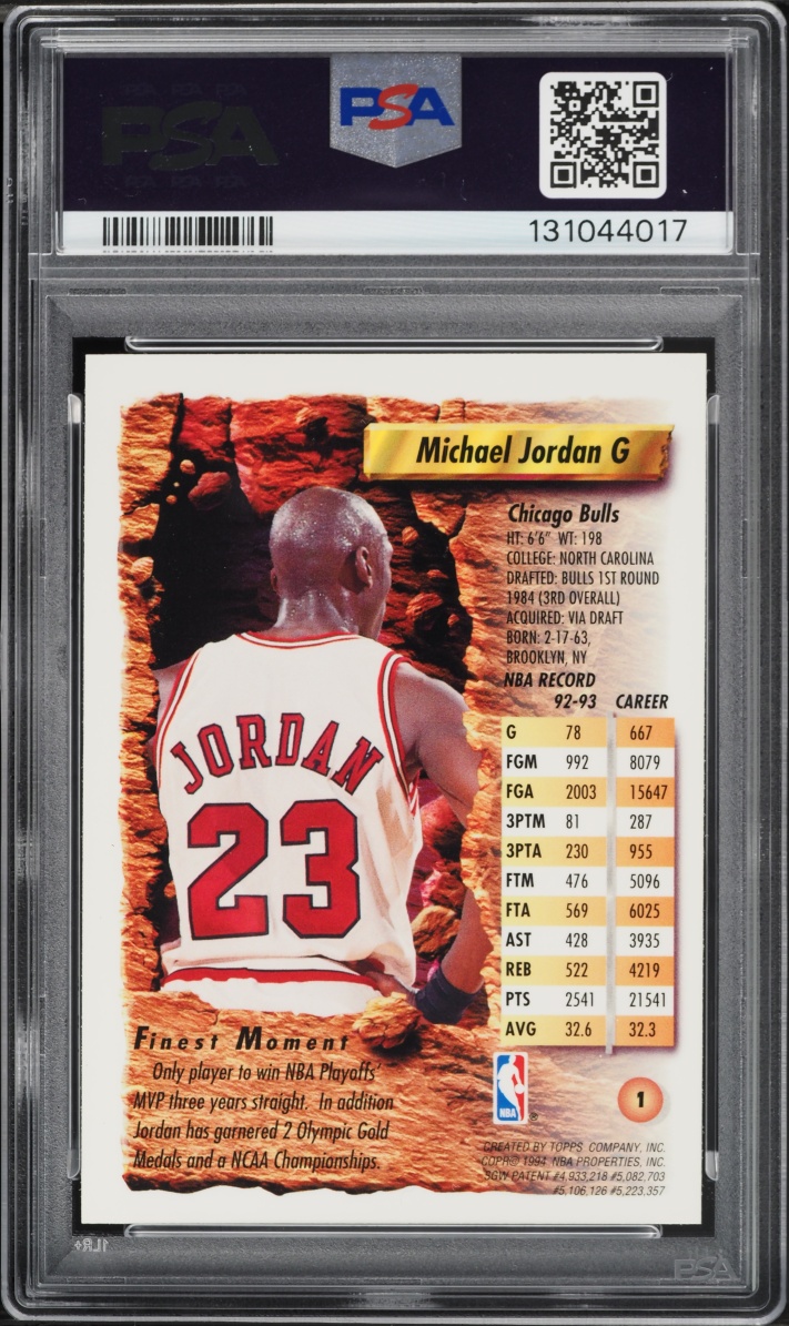 1993 Finest Basketball Michael Jordan #1 PSA 8 NM-MT