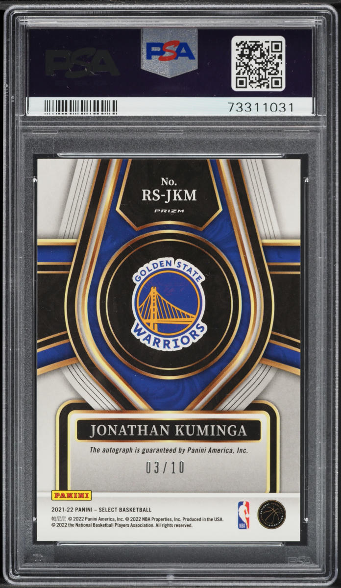 2021 Select Signatures Gold Prizm Jonathan Kuminga ROOKIE AUTO /10