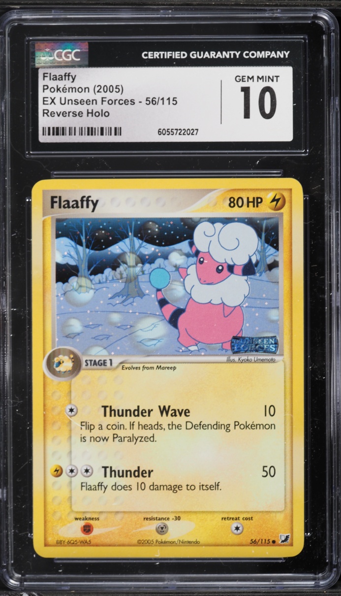 2005 Pokemon EX Unseen Forces Reverse Holo Flaaffy #56 CGC 10 GEM MINT